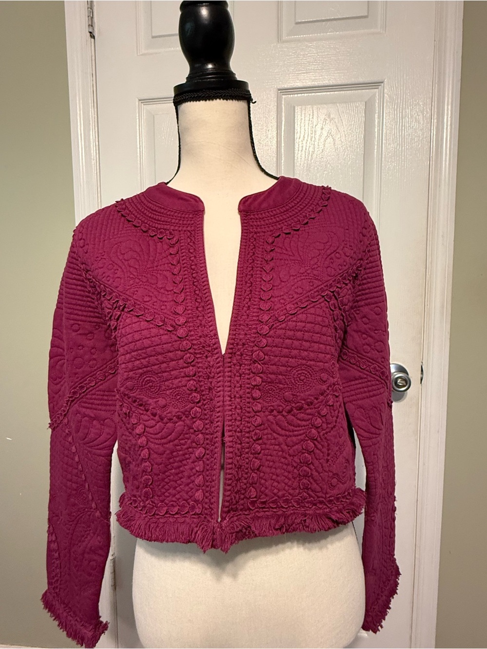 Soft Surroundings Plum Open-Front Textured Knit Cardigan